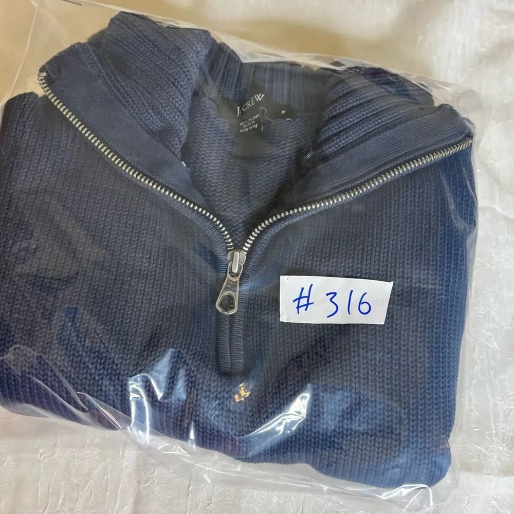 J. Crew Men's  Quarter Zip 100% Cotton Sweater Size M